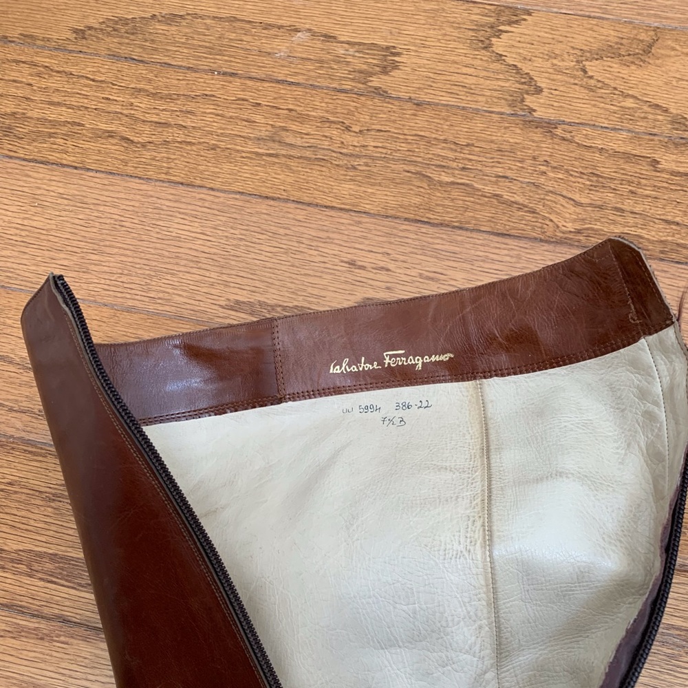 Ferragamo brown riding boots size 7 1/2 used
